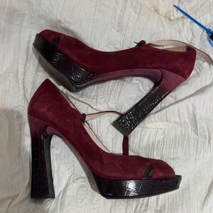 MICHAEL Michael Kors Burgundy Peep-Toe leather Heels ombré 9.5